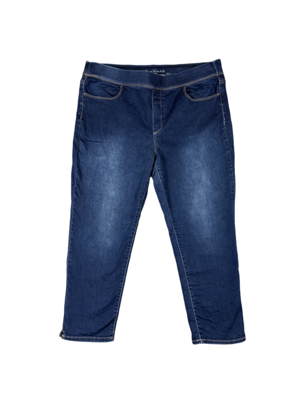 Gloria Vanderbilt Amanda Pull On Capri Jeans Womens 16 Blue Slimming